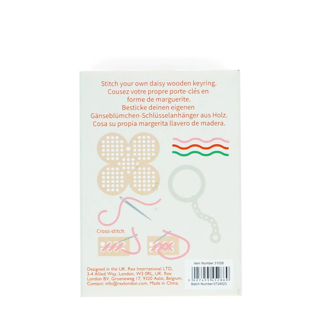 Stitch your own wooden keyring - Daisy