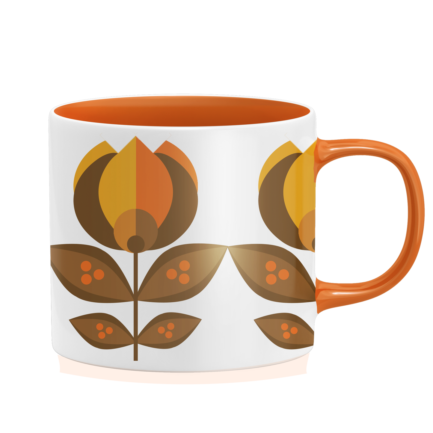 Orange Tulip Flower Mid Century stapelbar mugg med matt yta