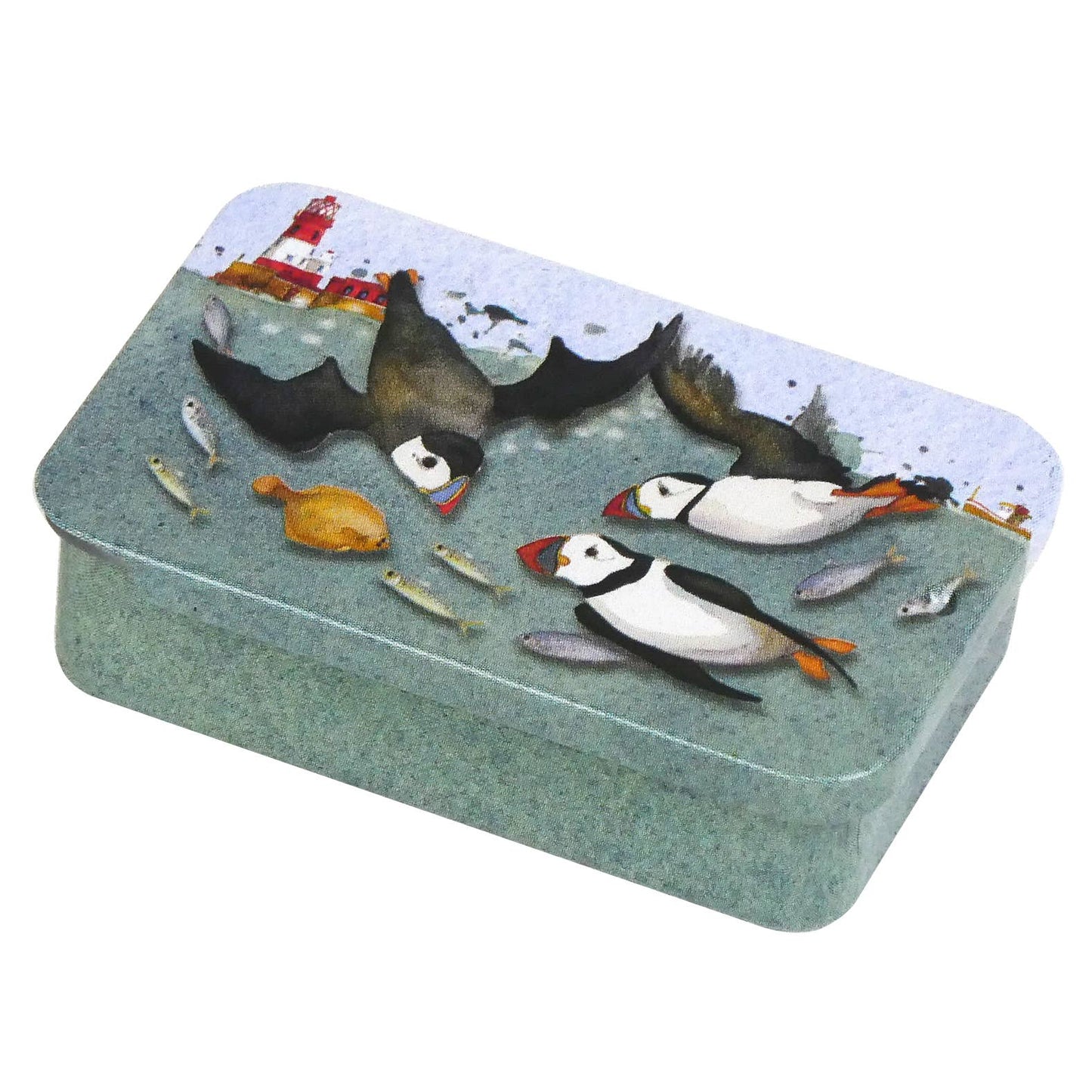 Diving Puffins Crochet Stitch Markers In A Pocket Tin by Emma Ball