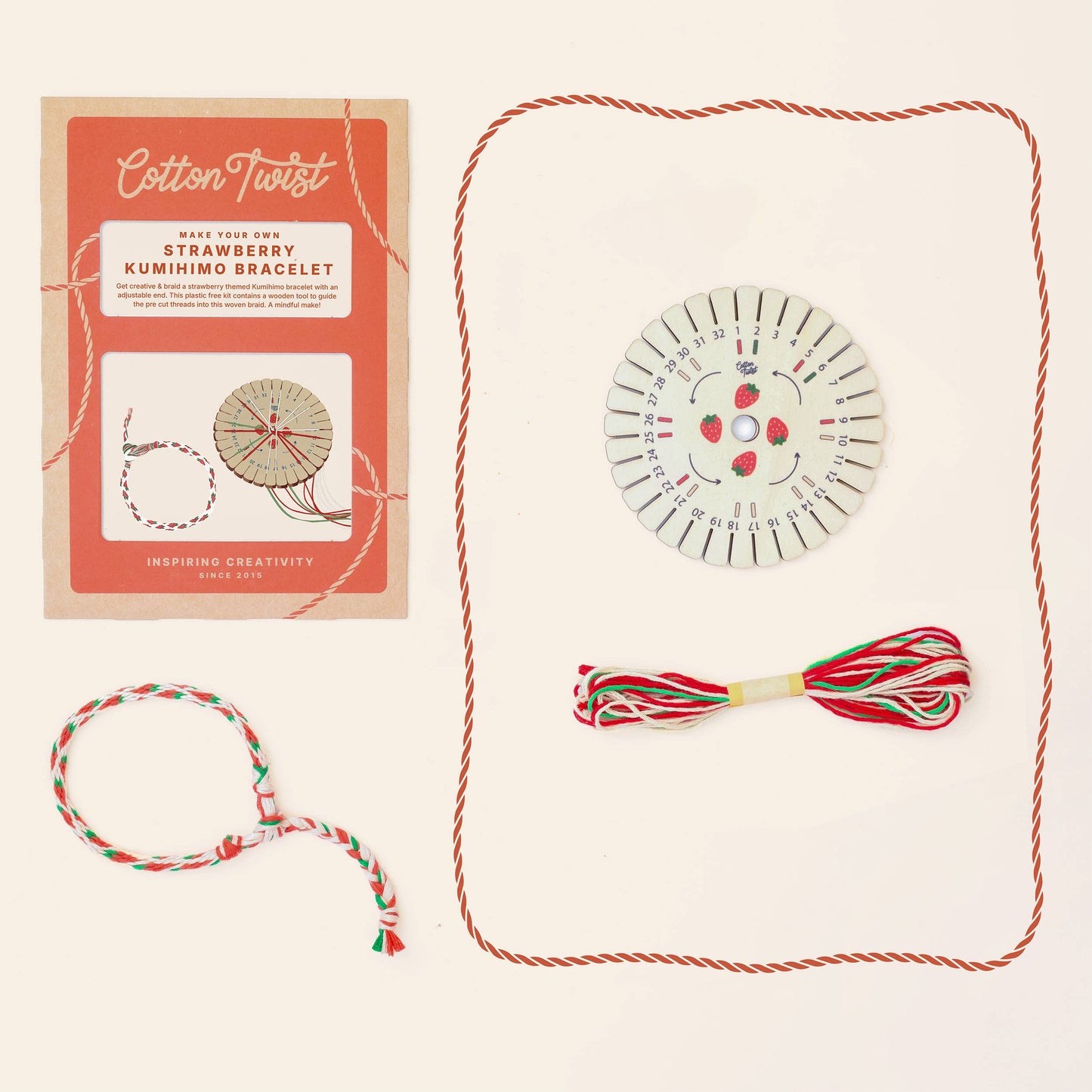 Make Your Own Strawberry Kumihimo Bracelet Kit