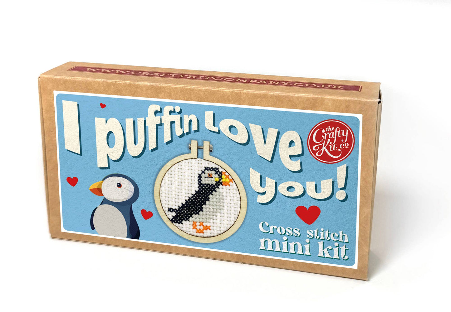 'I Puffin Love You!' Mini Matchbox Cross Stitch Kit