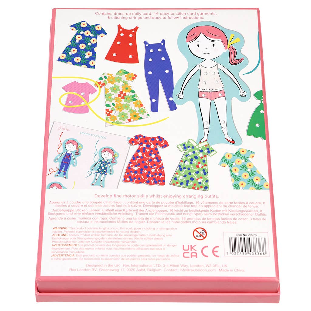 Learn to stitch dress-up dolly kit