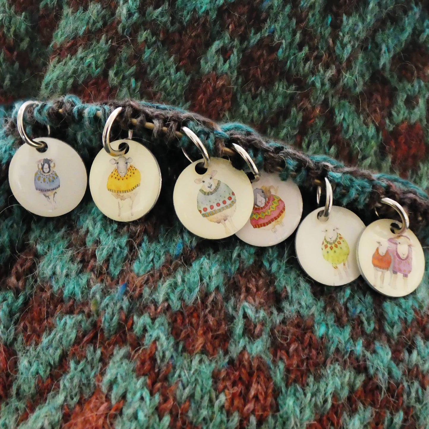 Sheep In Sweaters Stitch Markers (Set of 6) by Emma Ball