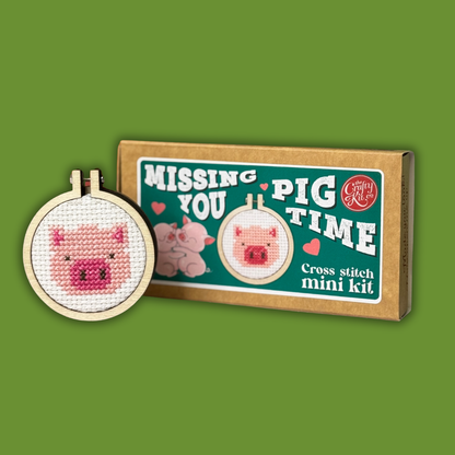 'Missing You Pig Time' Mini Matchbox Cross Stitch Kit