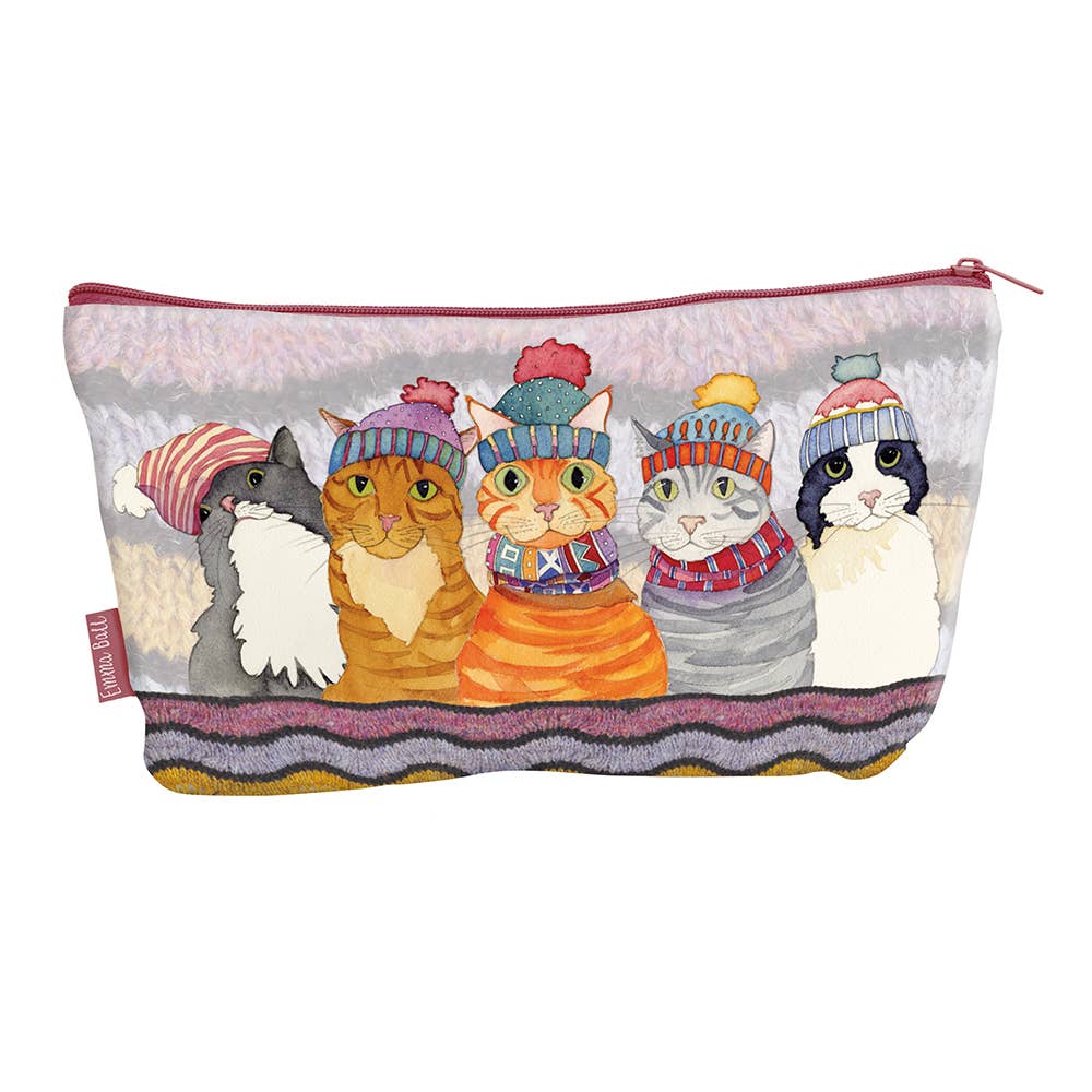 Cats in Hats, Zipped Pouch by Emma Ball