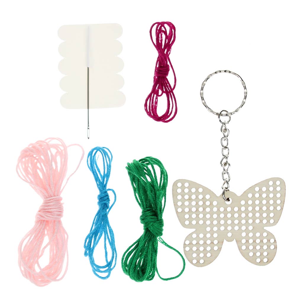 Stitch your own wooden keyring - Butterfly