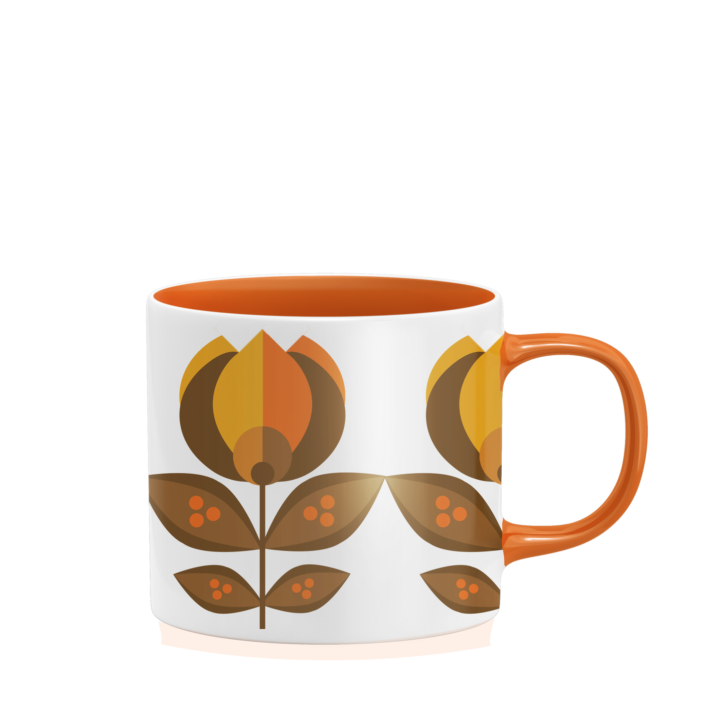 Orange Tulip Flower Mid Century stapelbar mugg med matt yta
