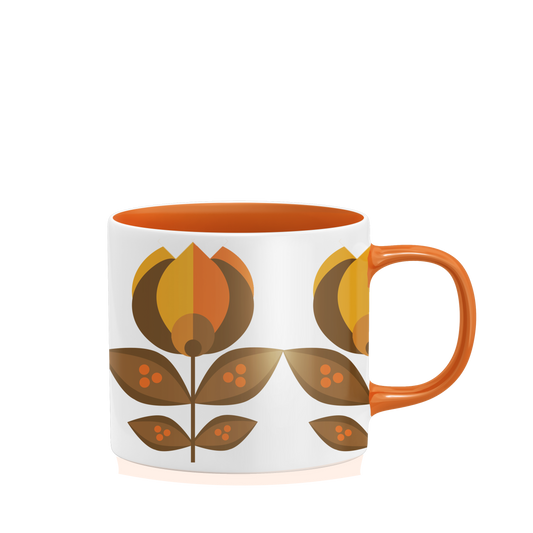 Orange Tulip Flower Mid Century stapelbar mugg med matt yta