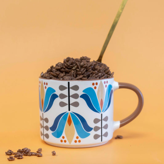 Blue Lotus Flower Mid Century stapelbar mugg med matt yta