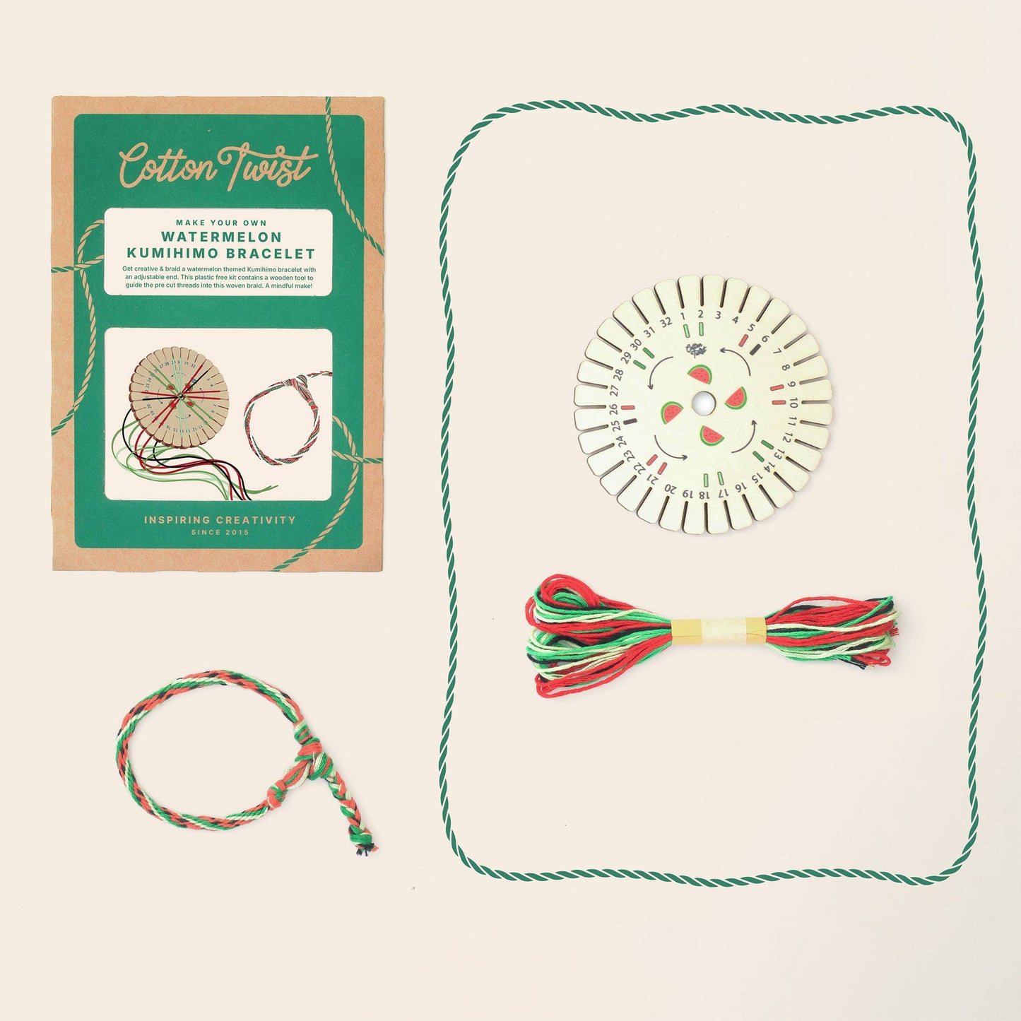 Make Your Own Watermelon Kumihimo Bracelet Kit