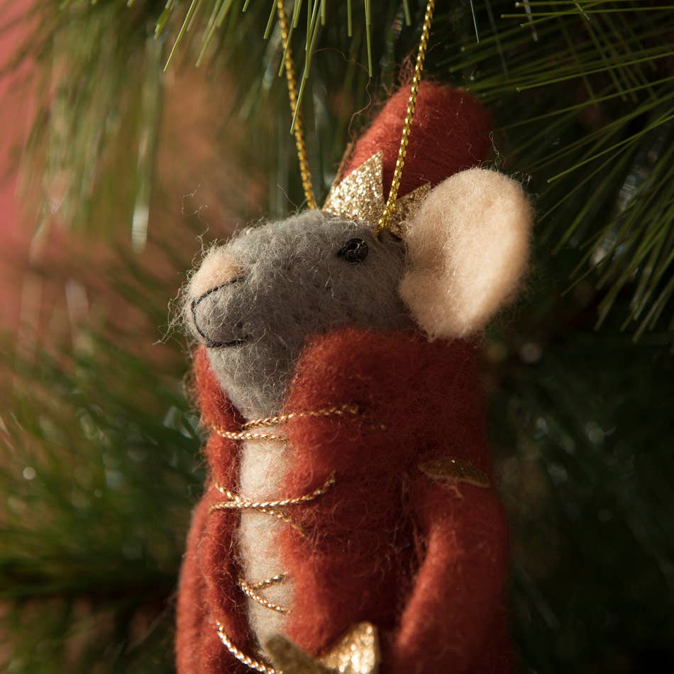 Circus Artist Mouse Felt Ornament