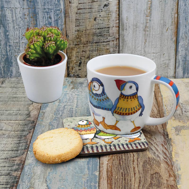 Woolly Puffins II Bone China Mug With Gift Box