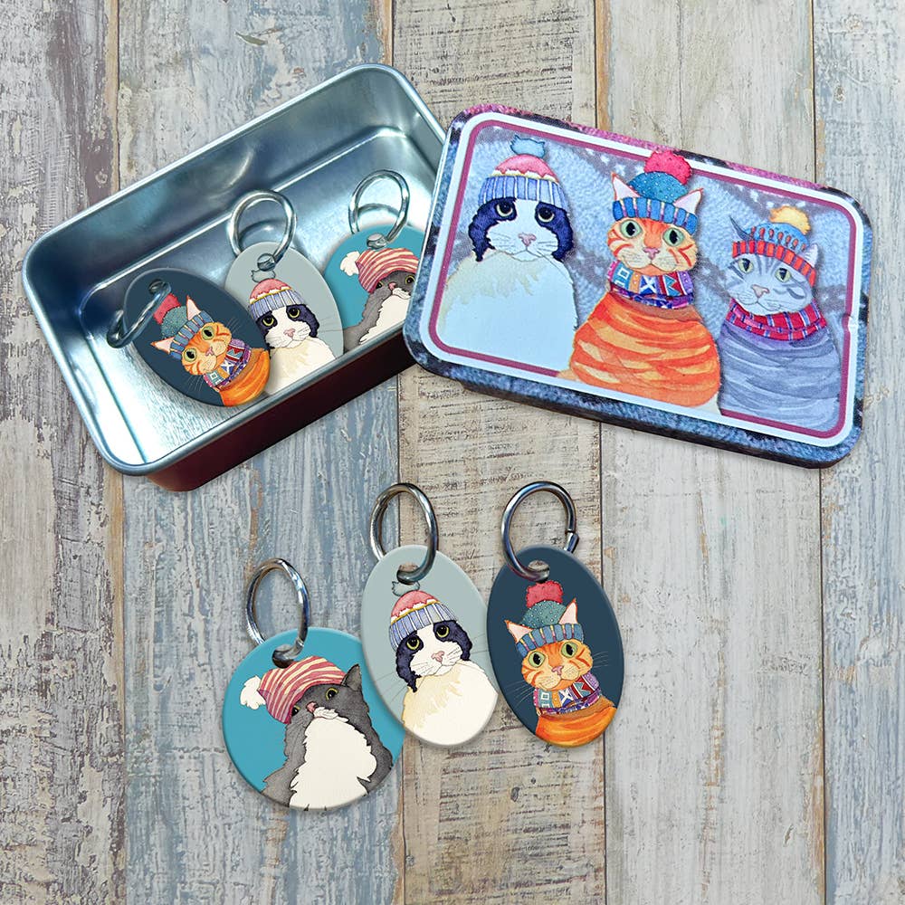 Cats in Hats Stitch Markers in a Tin(T301)