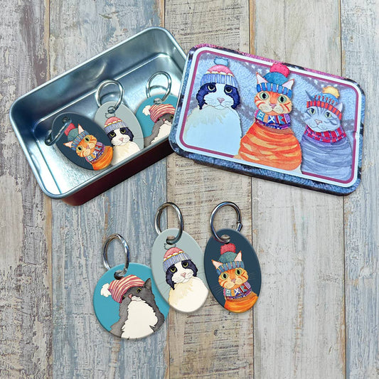 Cats in Hats Stitch Markers in a Tin(T301)