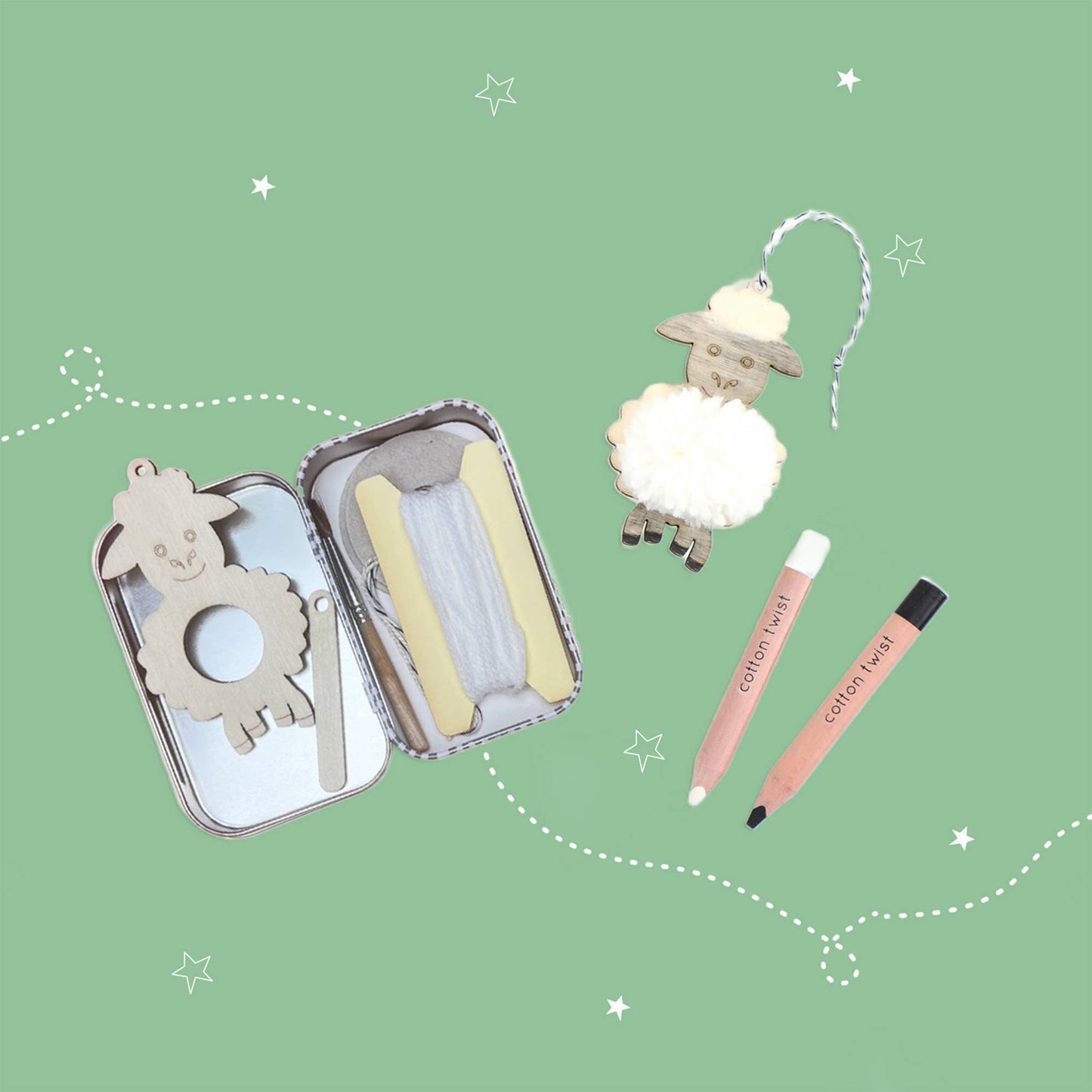 Pom Pom-lamm, kit med presentask