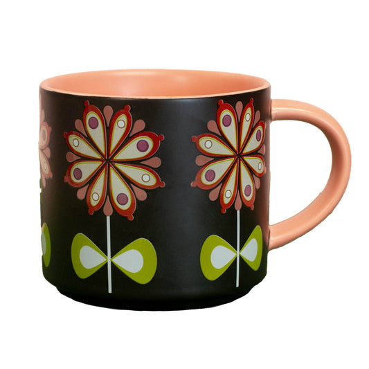 Casbah Bloom Pink Flower Mid Century stapelbar mugg med matt yta