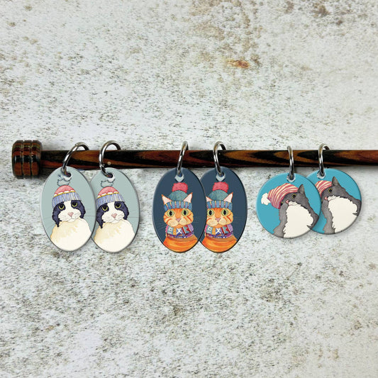 Cats in Hats . 6 Stitch Markers