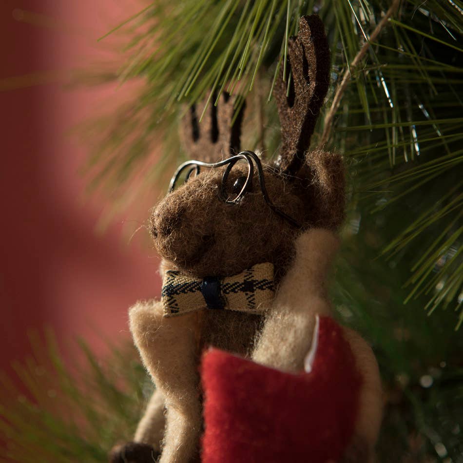 Reader Moose Felt Ornament