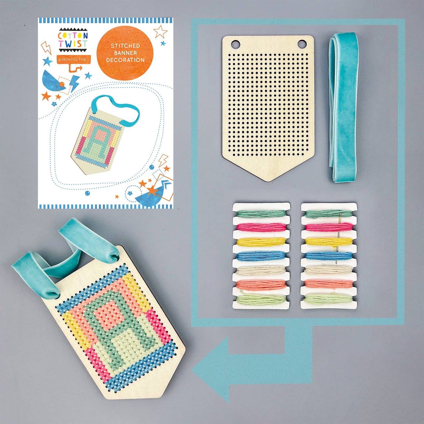 Broderad hängande minitavla, pyssel-kit