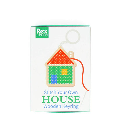 Stitch your own wooden keyring - House