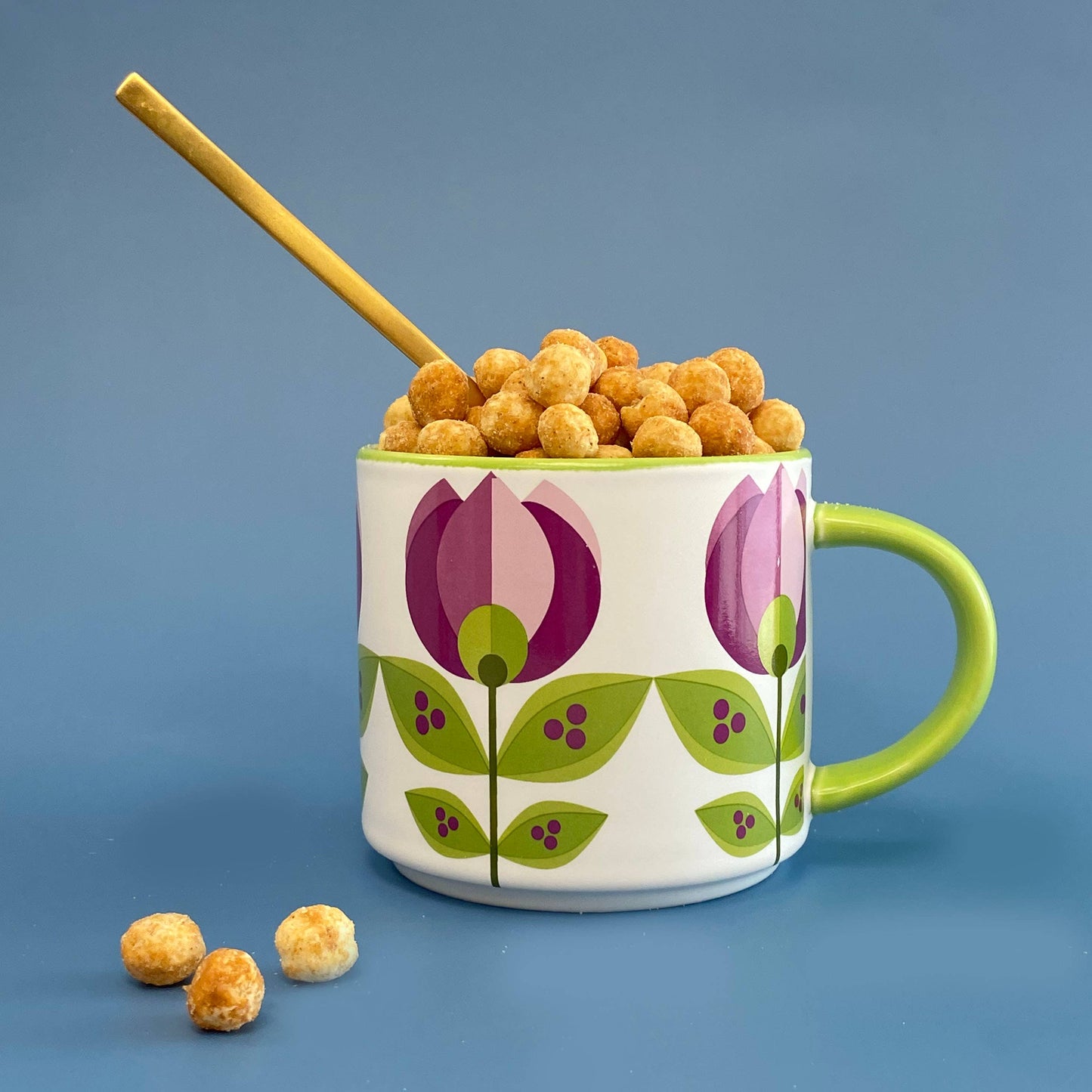 Tulip Flower Mid Century Modern stapelbar mugg med matt yta