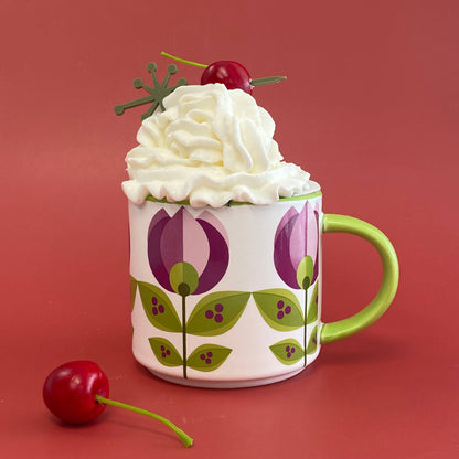 Tulip Flower Mid Century Modern stapelbar mugg med matt yta