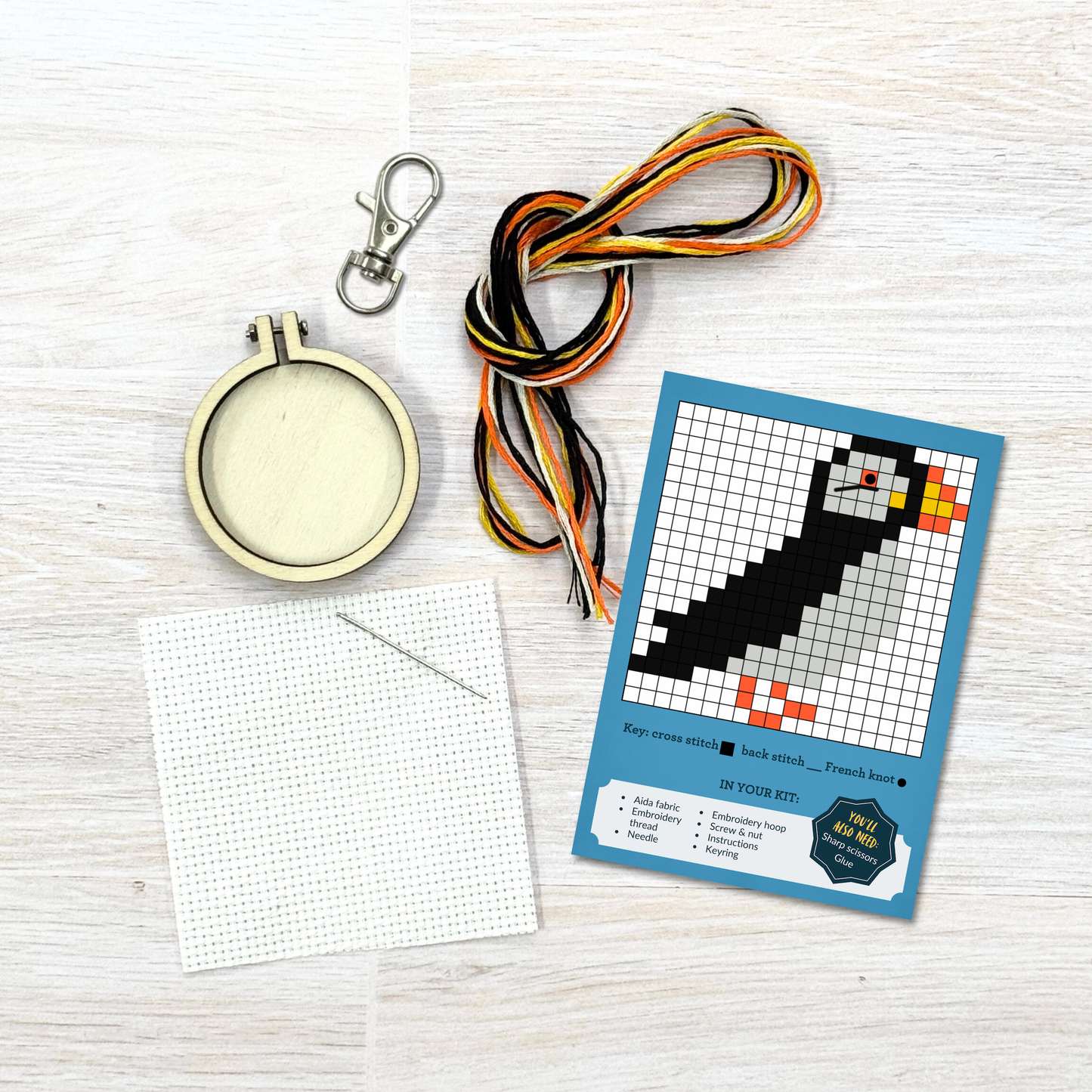 'I Puffin Love Shetland!' Mini Matchbox Cross Stitch Kit