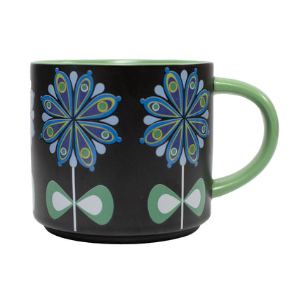 Casbah Blue Flower Mid Century stapelbar mugg med matt yta
