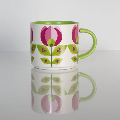 Tulip Flower Mid Century Modern stapelbar mugg med matt yta