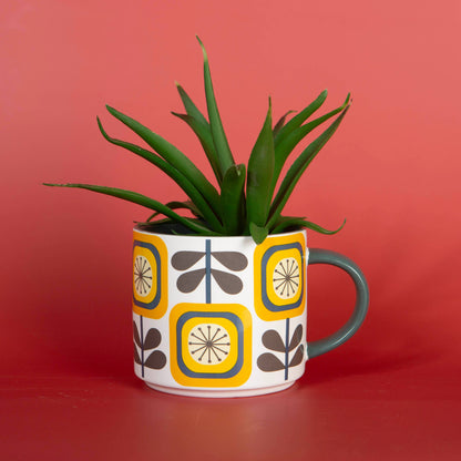 Sunflower Mid Century Modern stapelbar mugg med matt yta