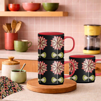 Casbah Bloom Pink Flower Mid Century stapelbar mugg med matt yta