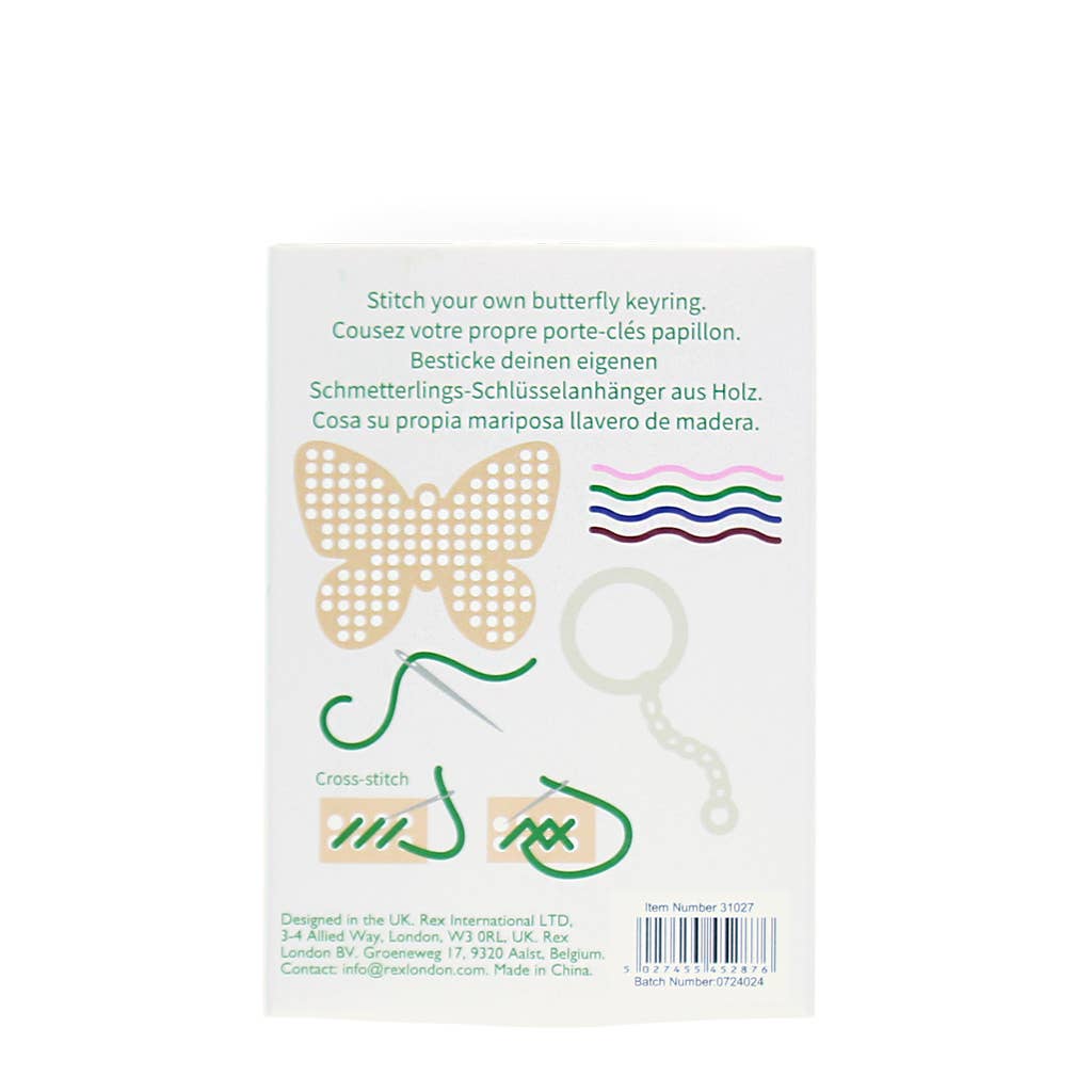 Stitch your own wooden keyring - Butterfly