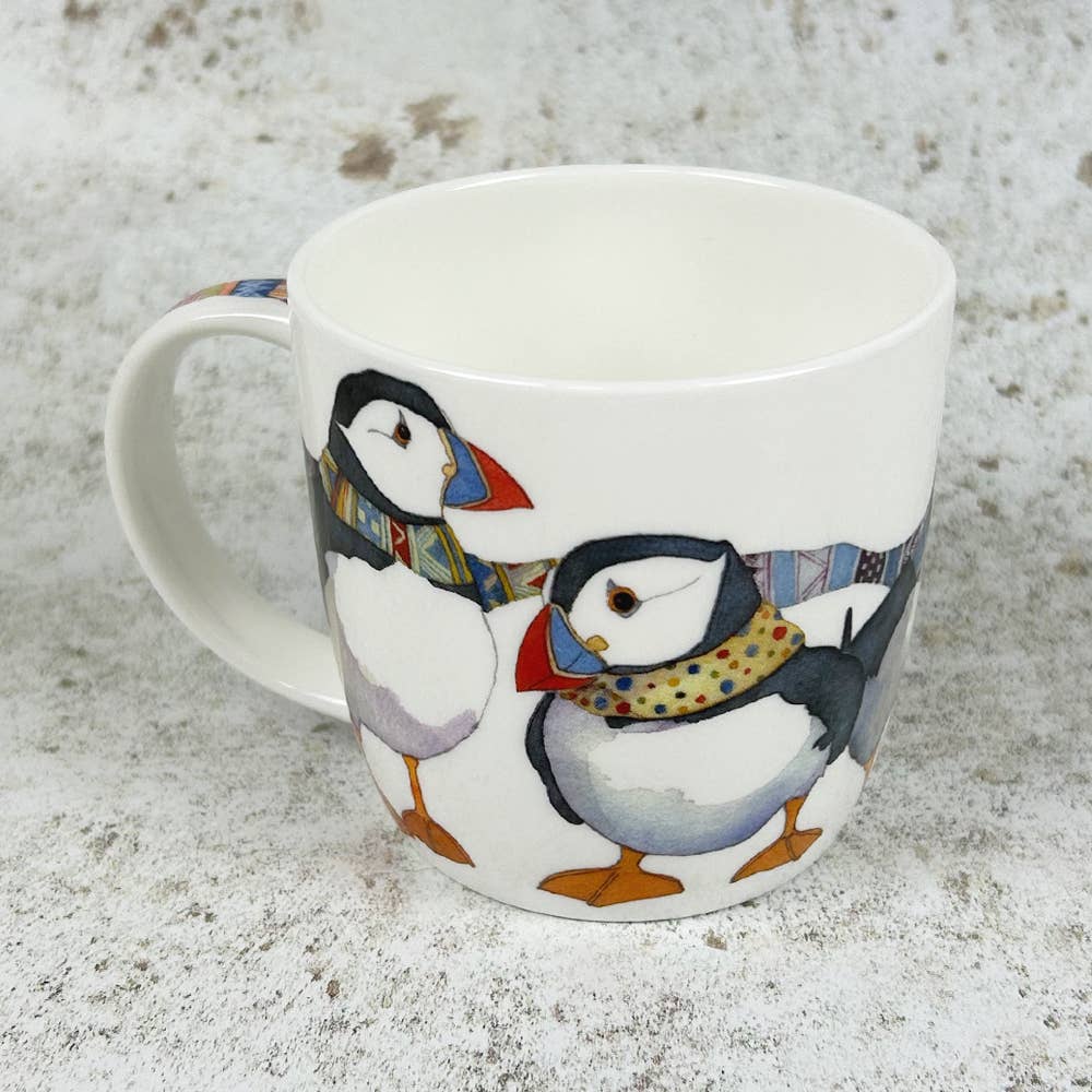 Knitting Puffins, Boxed Mug