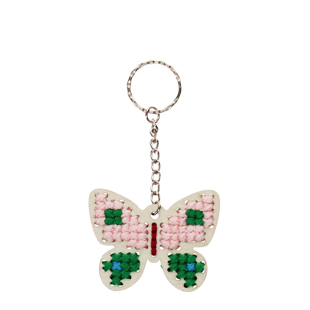 Stitch your own wooden keyring - Butterfly