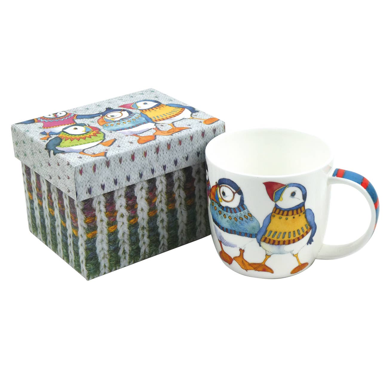 Woolly Puffins II Bone China Mug With Gift Box