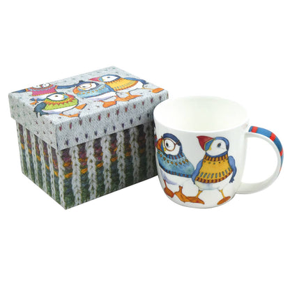 Woolly Puffins II Bone China Mug With Gift Box